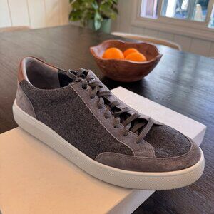 Vince Dawson Heather Gray Leather / Wool Lace Up Low Top Sneaker